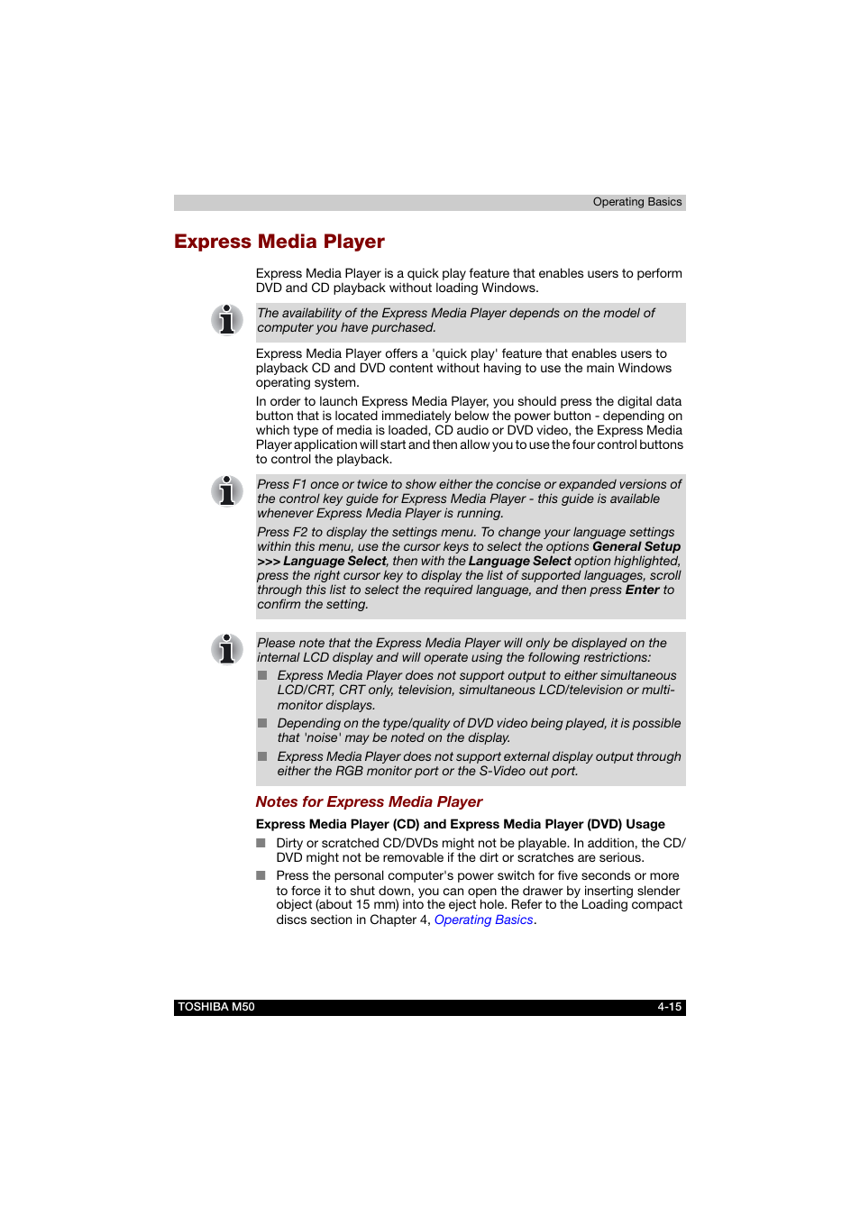 Express media player, Express media player -15 | Toshiba Satellite M50 (PSM53) User Manual | Page 83 / 179