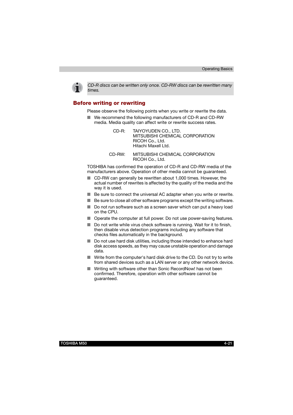 Before writing or rewriting | Toshiba Satellite M50 (PSM53) User Manual | Page 89 / 179