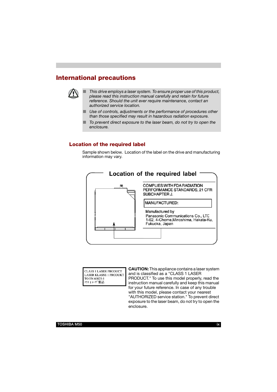 International precautions | Toshiba Satellite M50 (PSM53) User Manual | Page 9 / 179