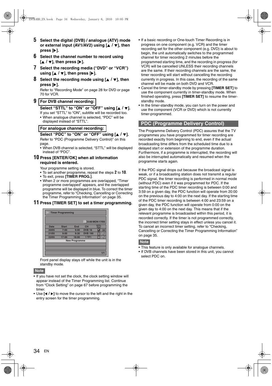 Pdc (programme delivery control) | Toshiba DVR20 User Manual | Page 34 / 80