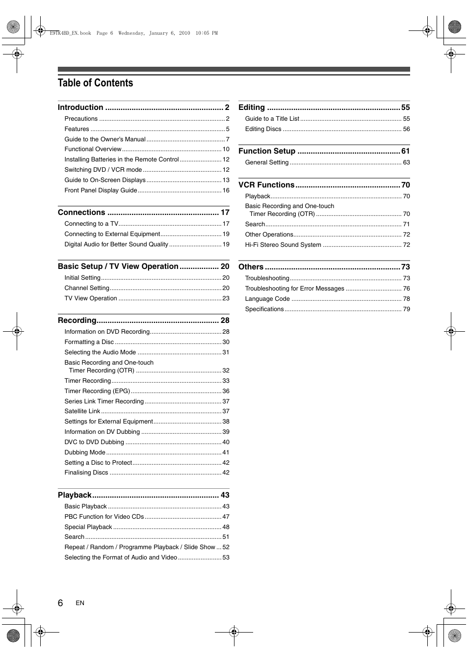 Toshiba DVR20 User Manual | Page 6 / 80