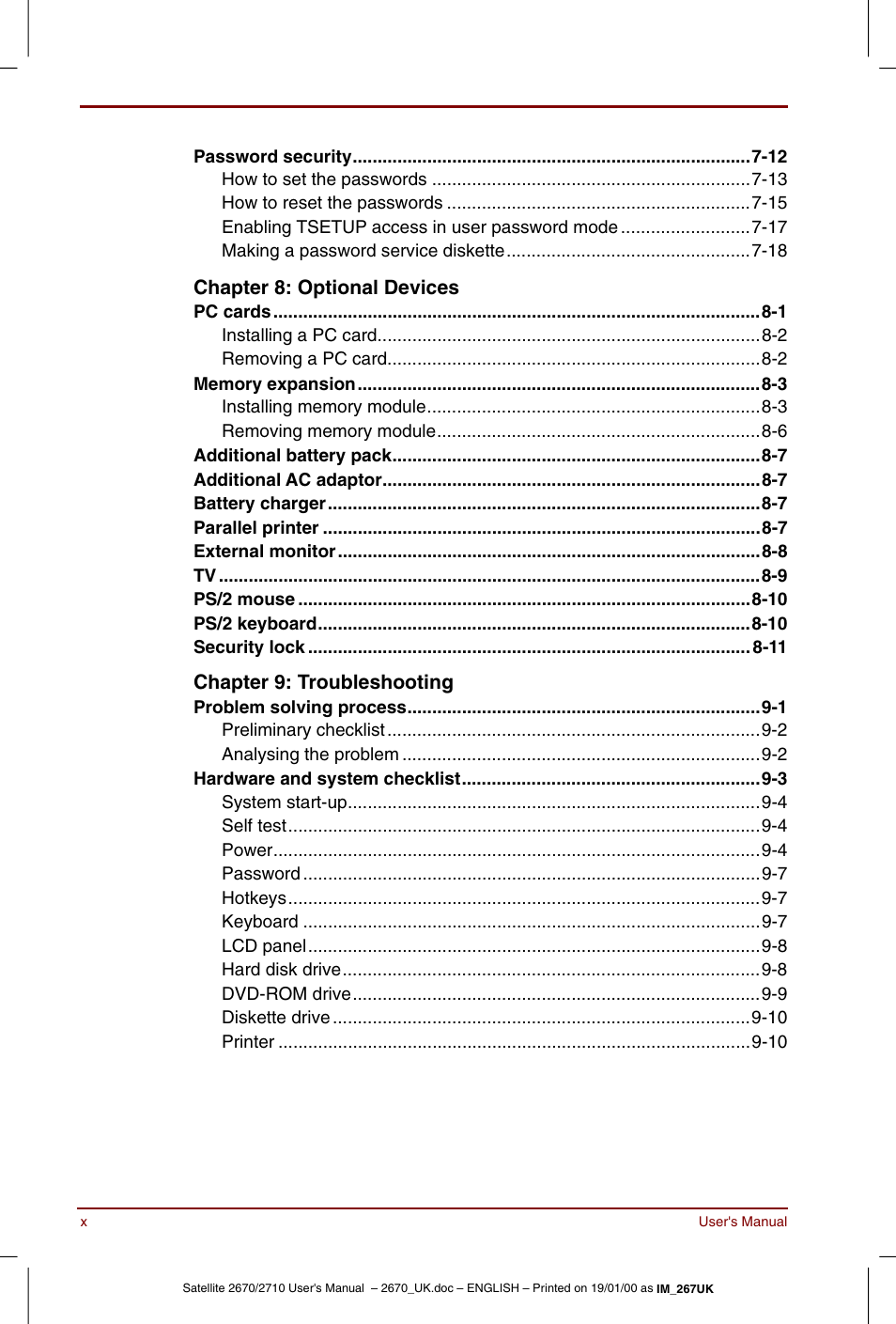 Toshiba Satellite 2670 User Manual | Page 10 / 182