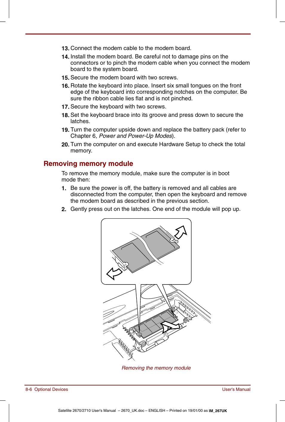 Removing memory module -6 | Toshiba Satellite 2670 User Manual | Page 110 / 182