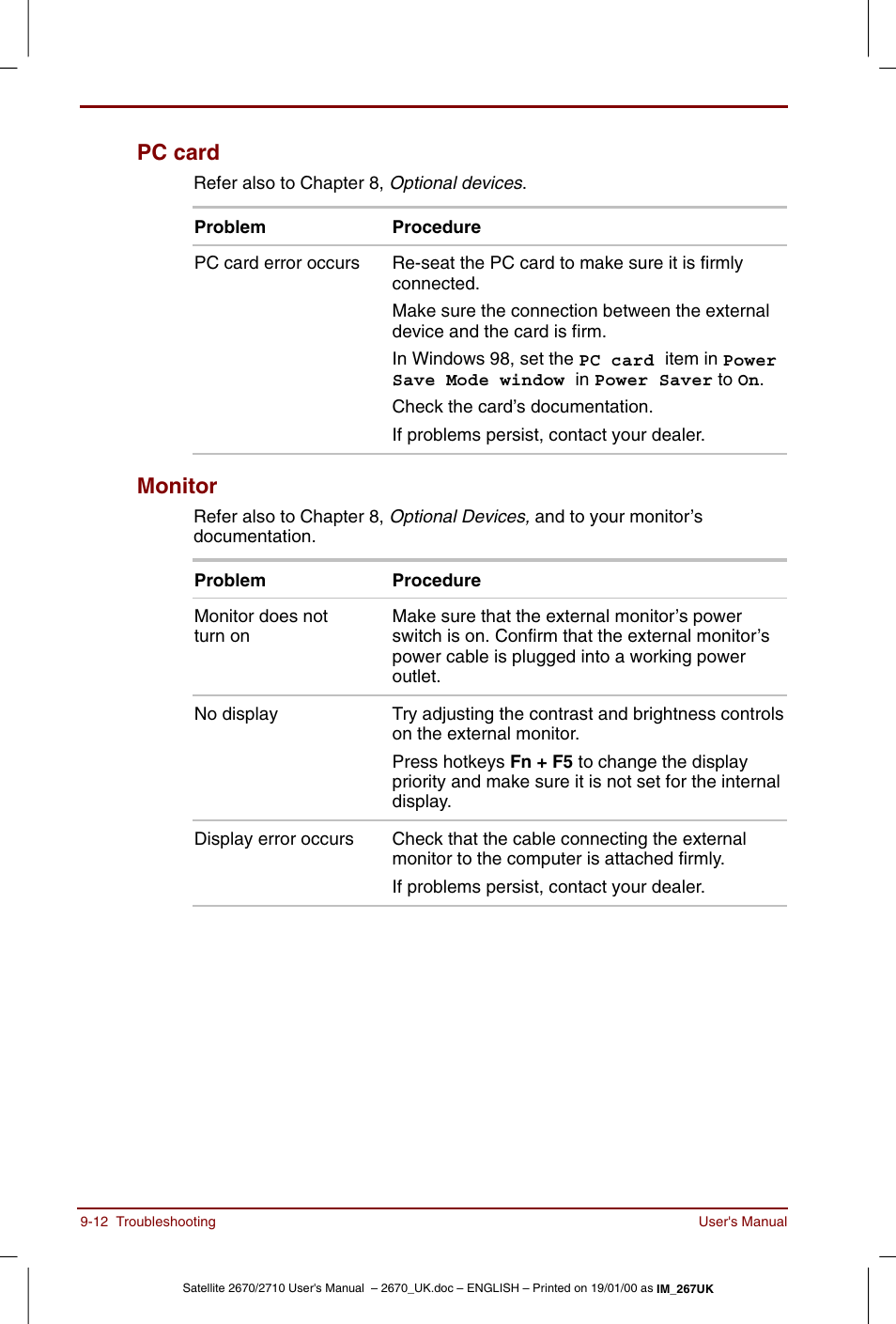 Pc card -12 monitor -12, Pc card, Monitor | Toshiba Satellite 2670 User Manual | Page 128 / 182