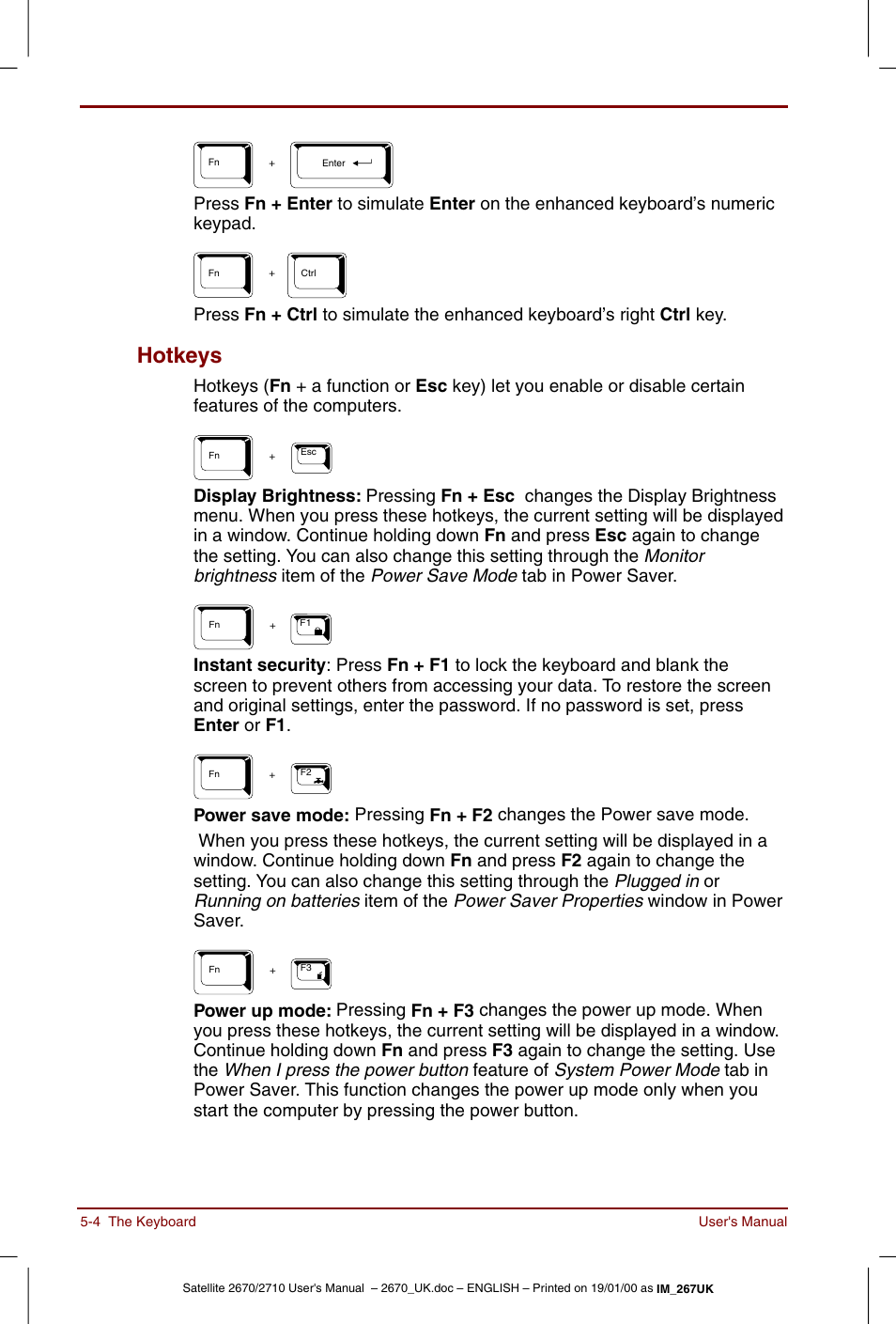 Hotkeys -4, Hotkeys | Toshiba Satellite 2670 User Manual | Page 66 / 182