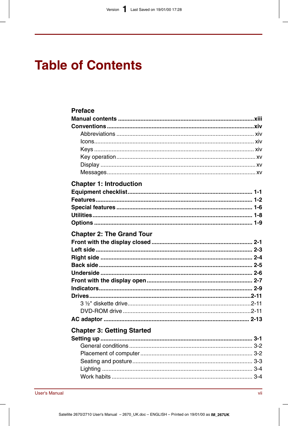 Toshiba Satellite 2670 User Manual | Page 7 / 182