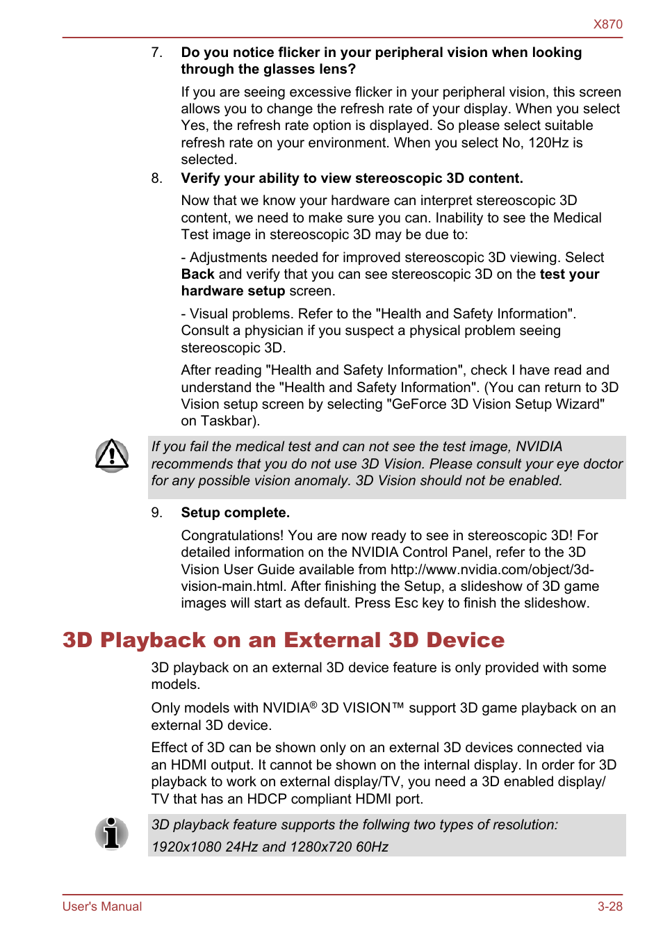 3d playback on an external 3d device, 3d playback on an external 3d device -28 | Toshiba Qosmio X870 User Manual | Page 69 / 164