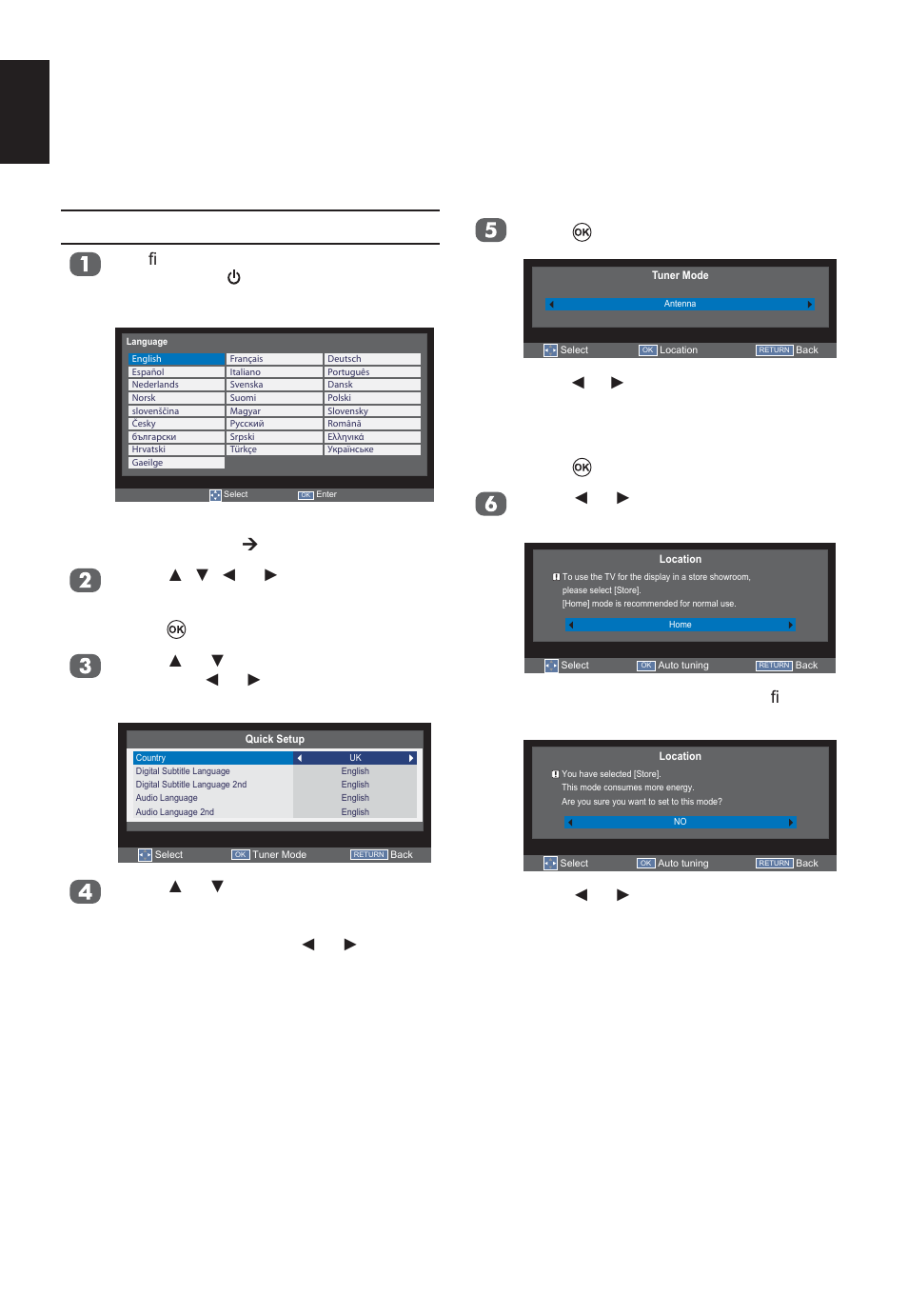 Tuning the television, First time using, Press ż or ź to select yes or no | Toshiba W2333 User Manual | Page 22 / 69