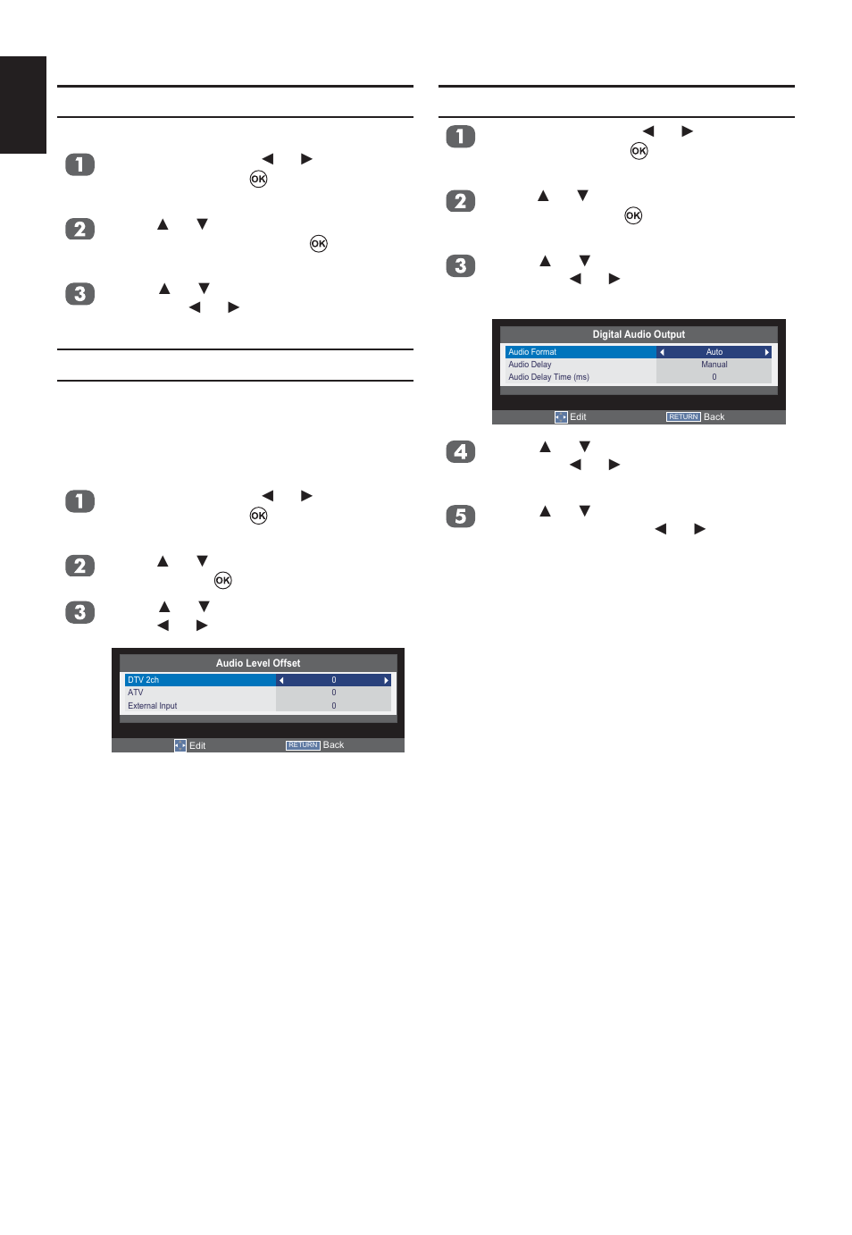 Bass boost, Audio level offset, Digital audio output | Toshiba W2333 User Manual | Page 34 / 69