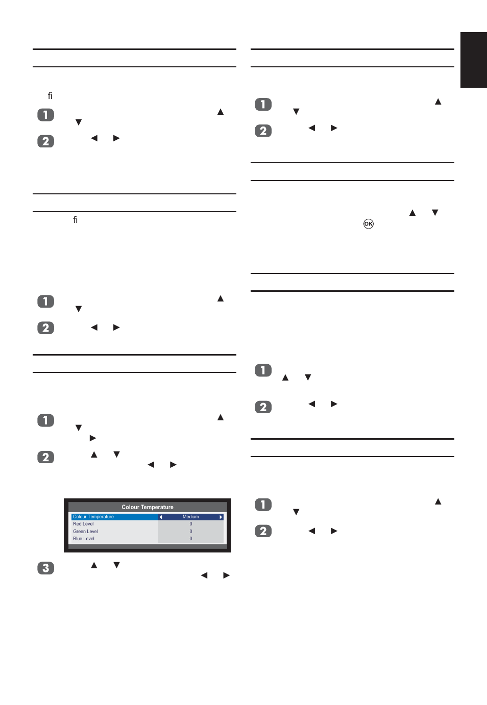 Black/white level, Cinema mode, Colour temperature | Static gamma, Reset, Active backlight control, Auto brightness sensor | Toshiba W2333 User Manual | Page 39 / 69