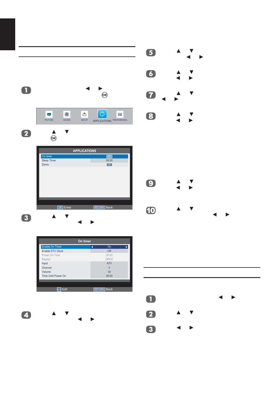 Preference controls, On timer, Sleep timer | Toshiba W2333 User Manual | Page 56 / 69