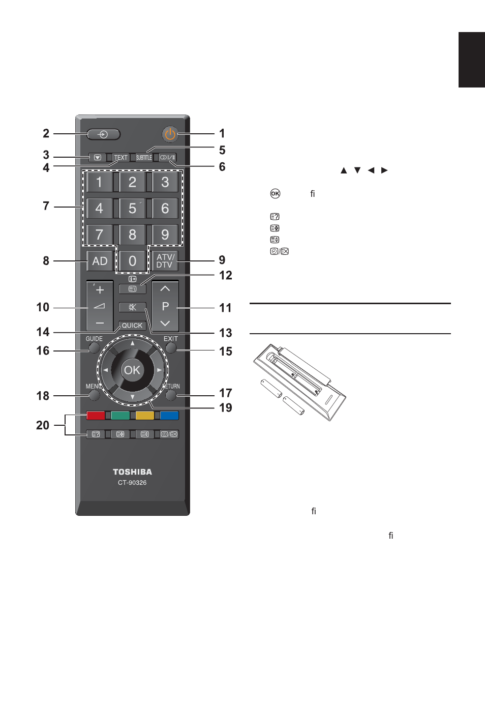 The remote control | Toshiba W2333 User Manual | Page 9 / 69