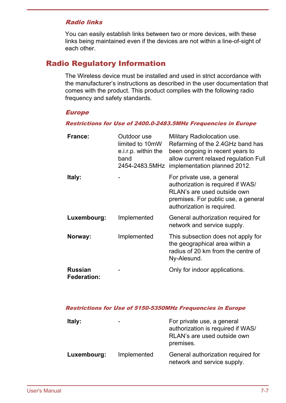 Radio regulatory information | Toshiba Satellite W30T-A User Manual | Page 103 / 114