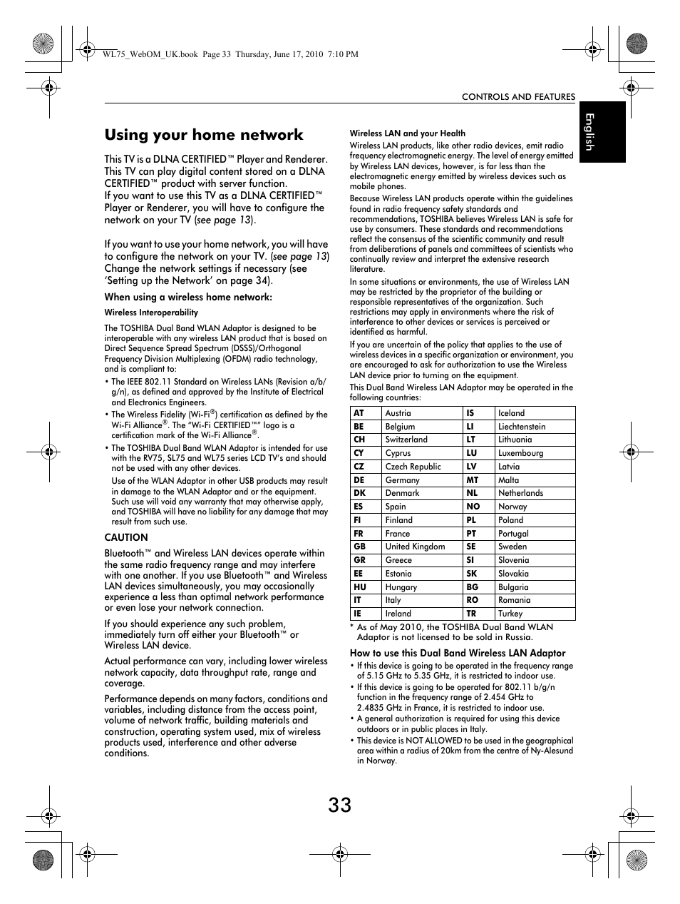 Using your home network | Toshiba RV753 User Manual | Page 33 / 78