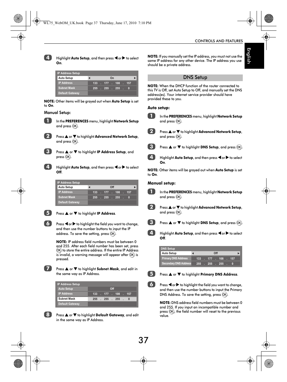 Dns setup | Toshiba RV753 User Manual | Page 37 / 78