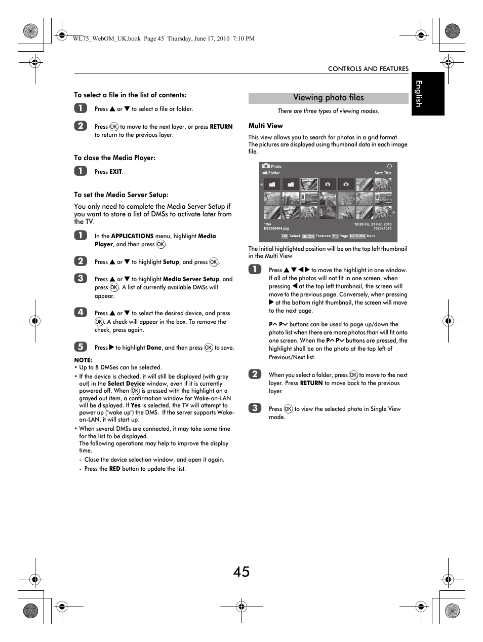 Viewing photo files | Toshiba RV753 User Manual | Page 45 / 78