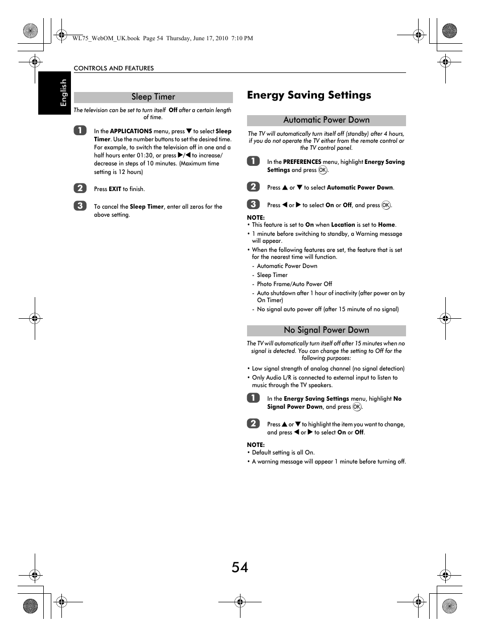 Energy saving settings | Toshiba RV753 User Manual | Page 54 / 78