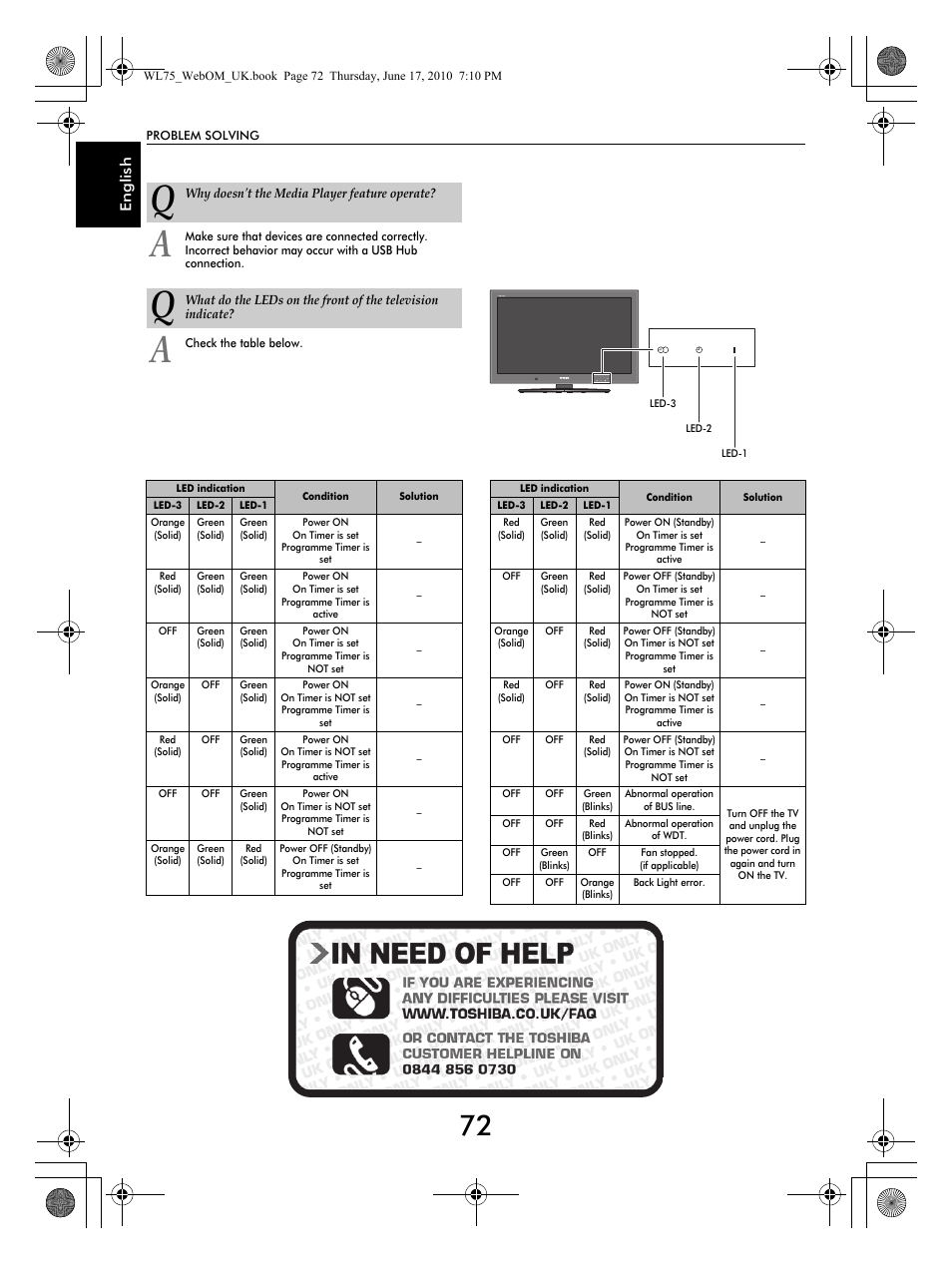 En glish | Toshiba RV753 User Manual | Page 72 / 78