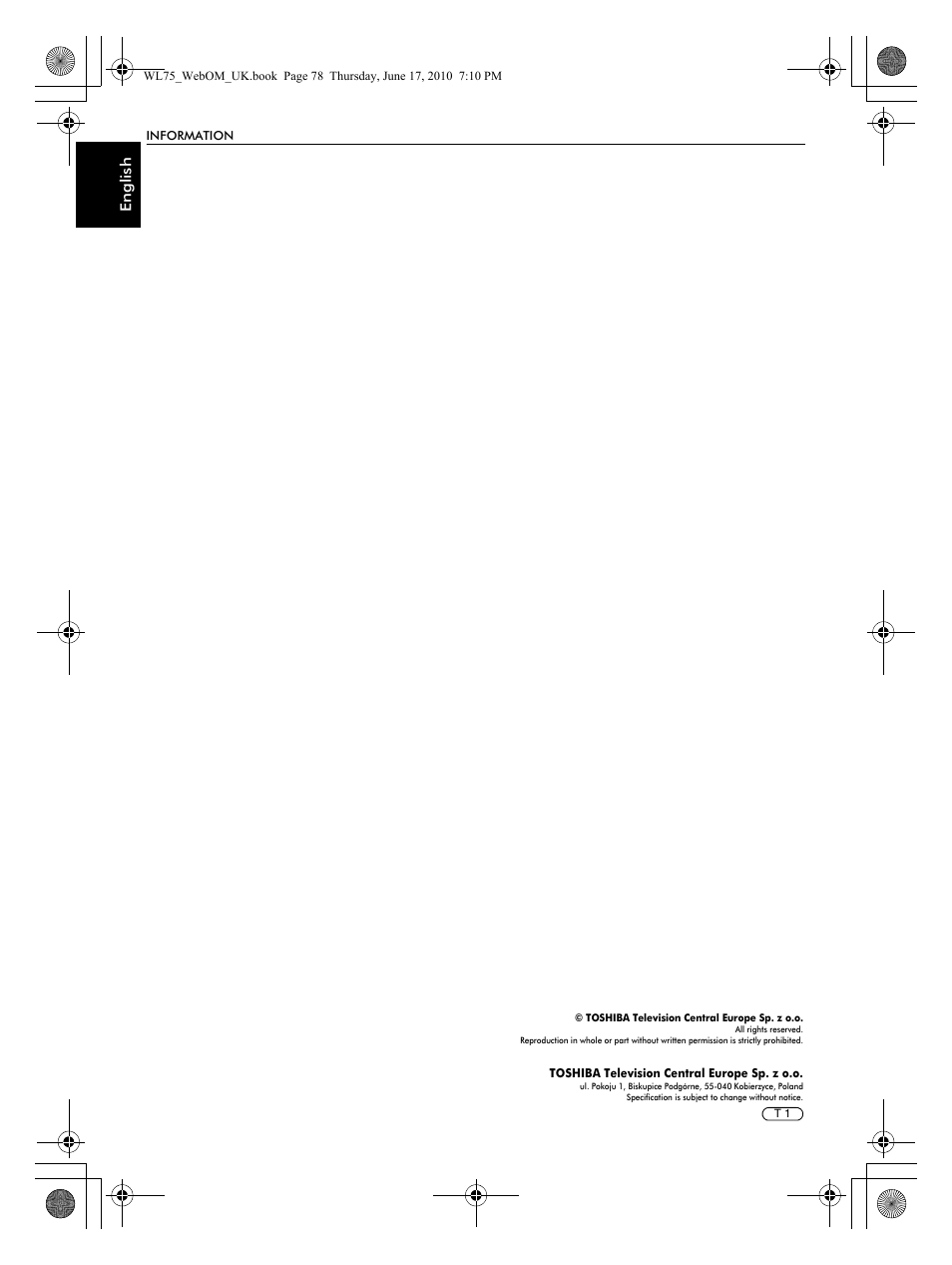 En glish | Toshiba RV753 User Manual | Page 78 / 78