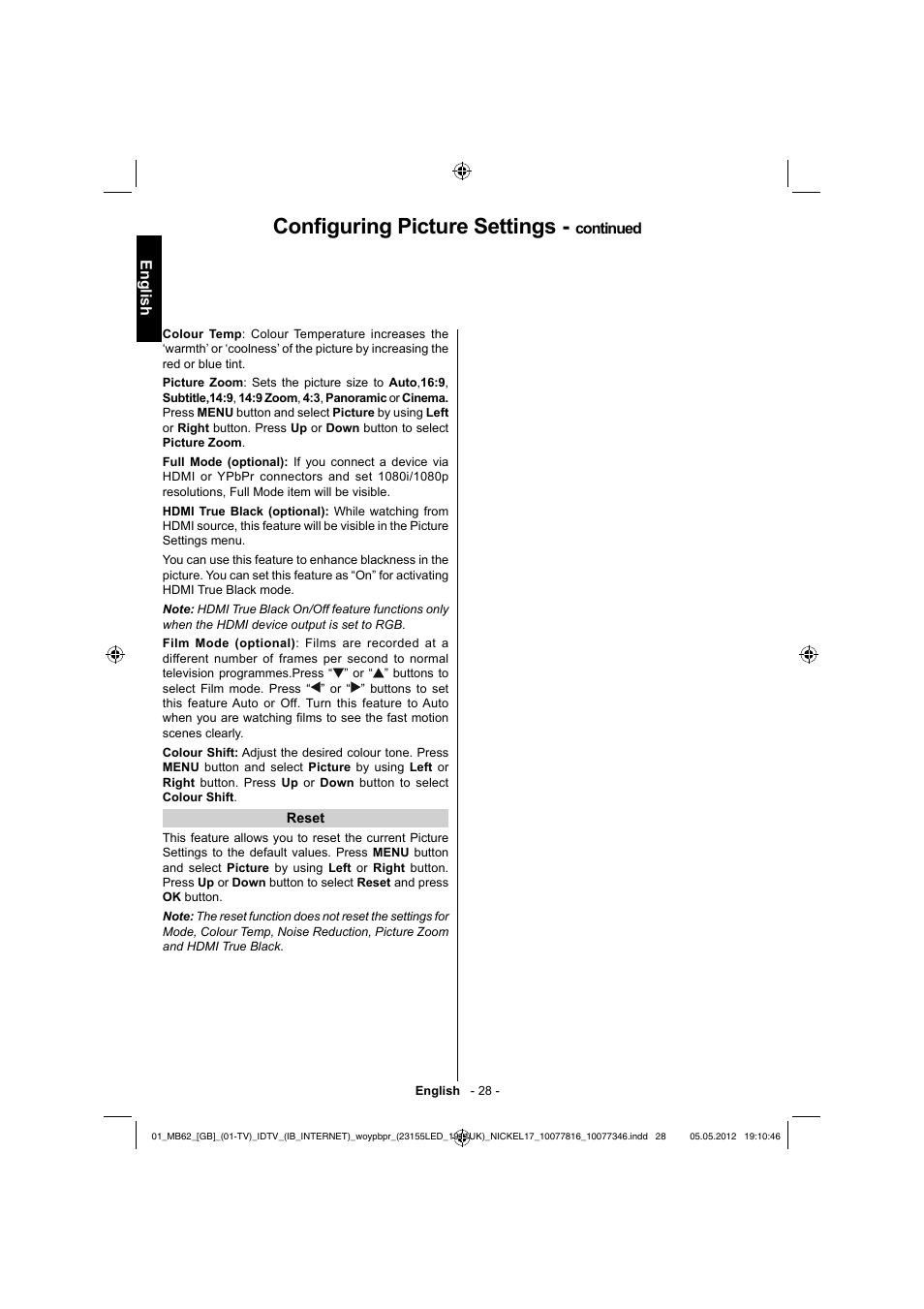 Confi guring picture settings | Toshiba DL934 User Manual | Page 29 / 59