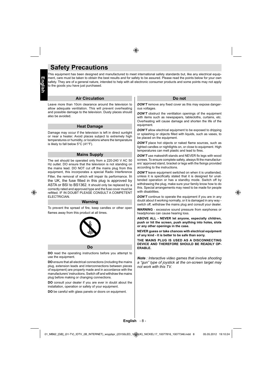 Safety precautions, English | Toshiba DL934 User Manual | Page 9 / 59