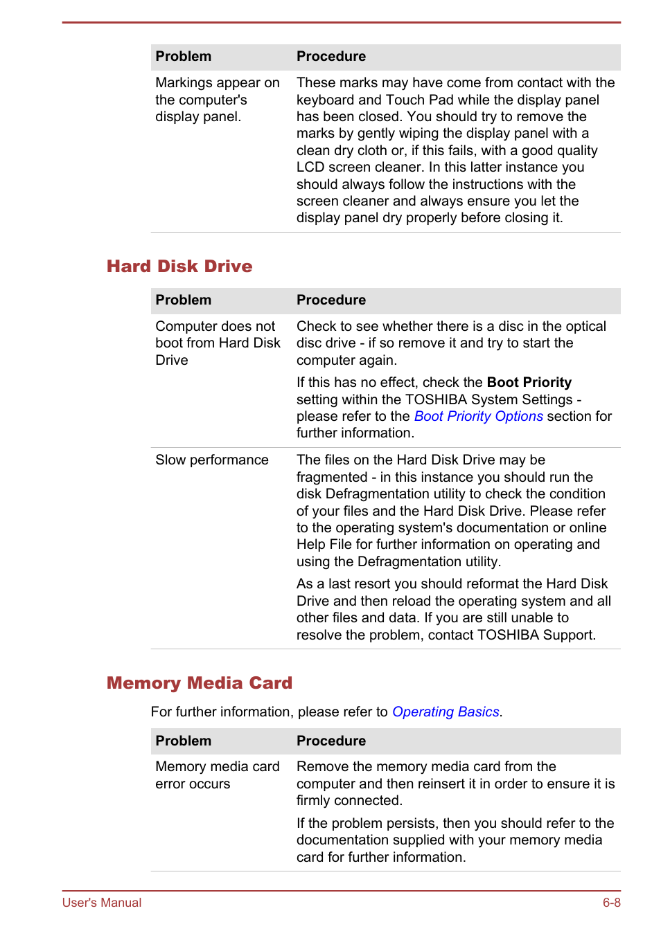 Hard disk drive, Memory media card | Toshiba Satellite U840W User Manual | Page 108 / 119