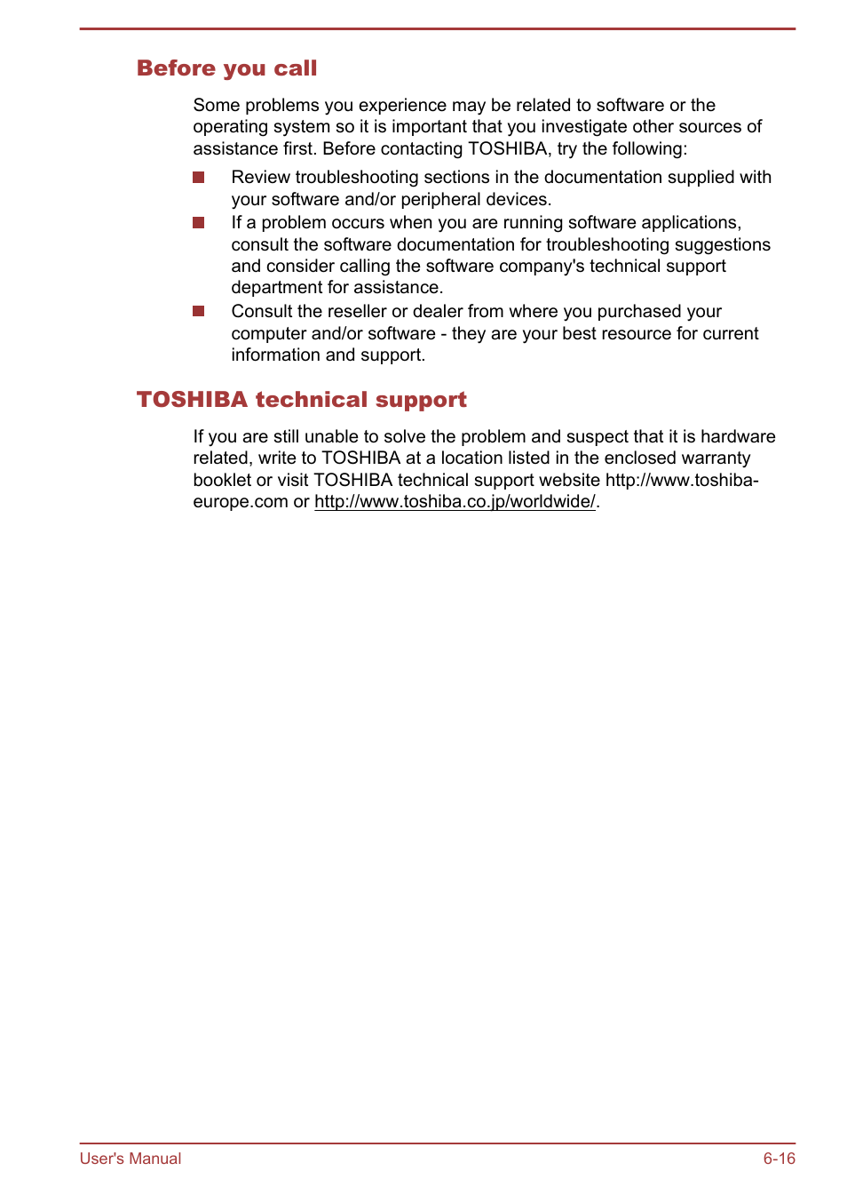 Before you call, Toshiba technical support | Toshiba Satellite U840W User Manual | Page 116 / 119