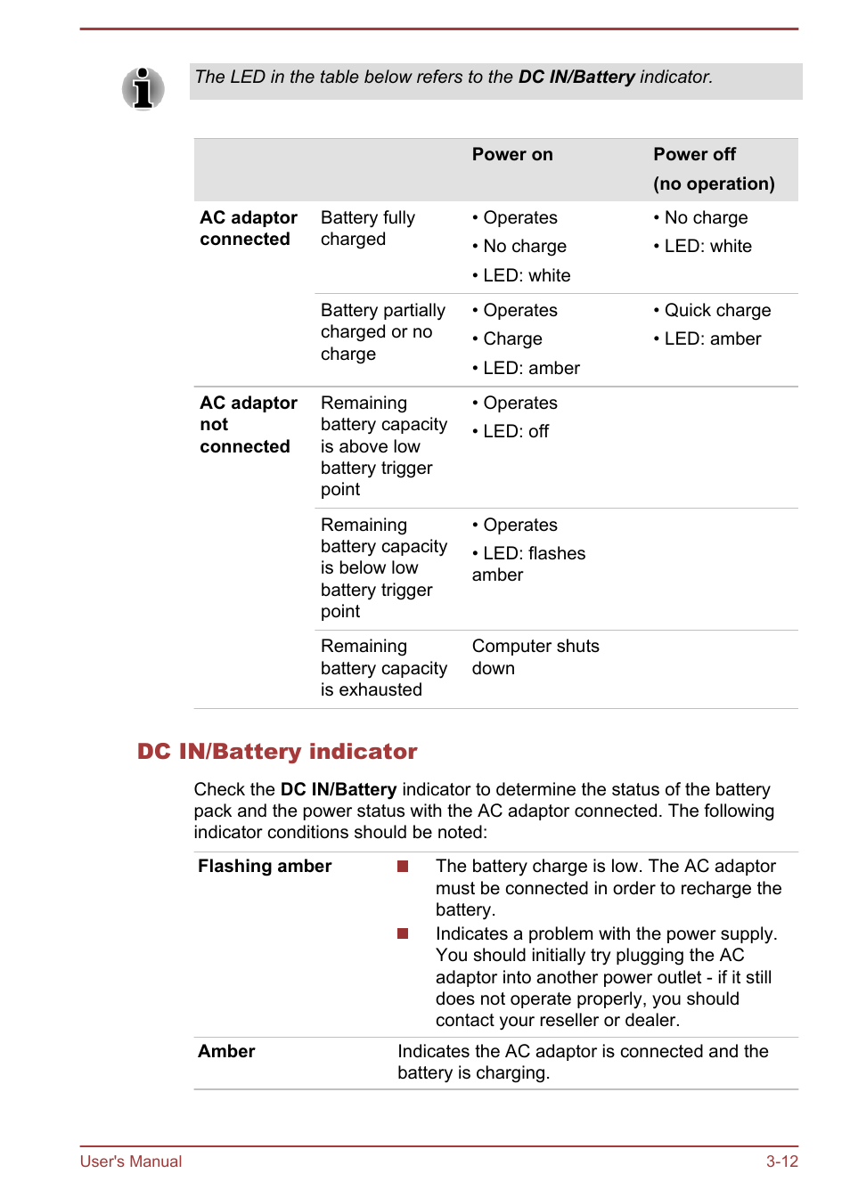 Dc in/battery indicator | Toshiba Satellite U840W User Manual | Page 50 / 119