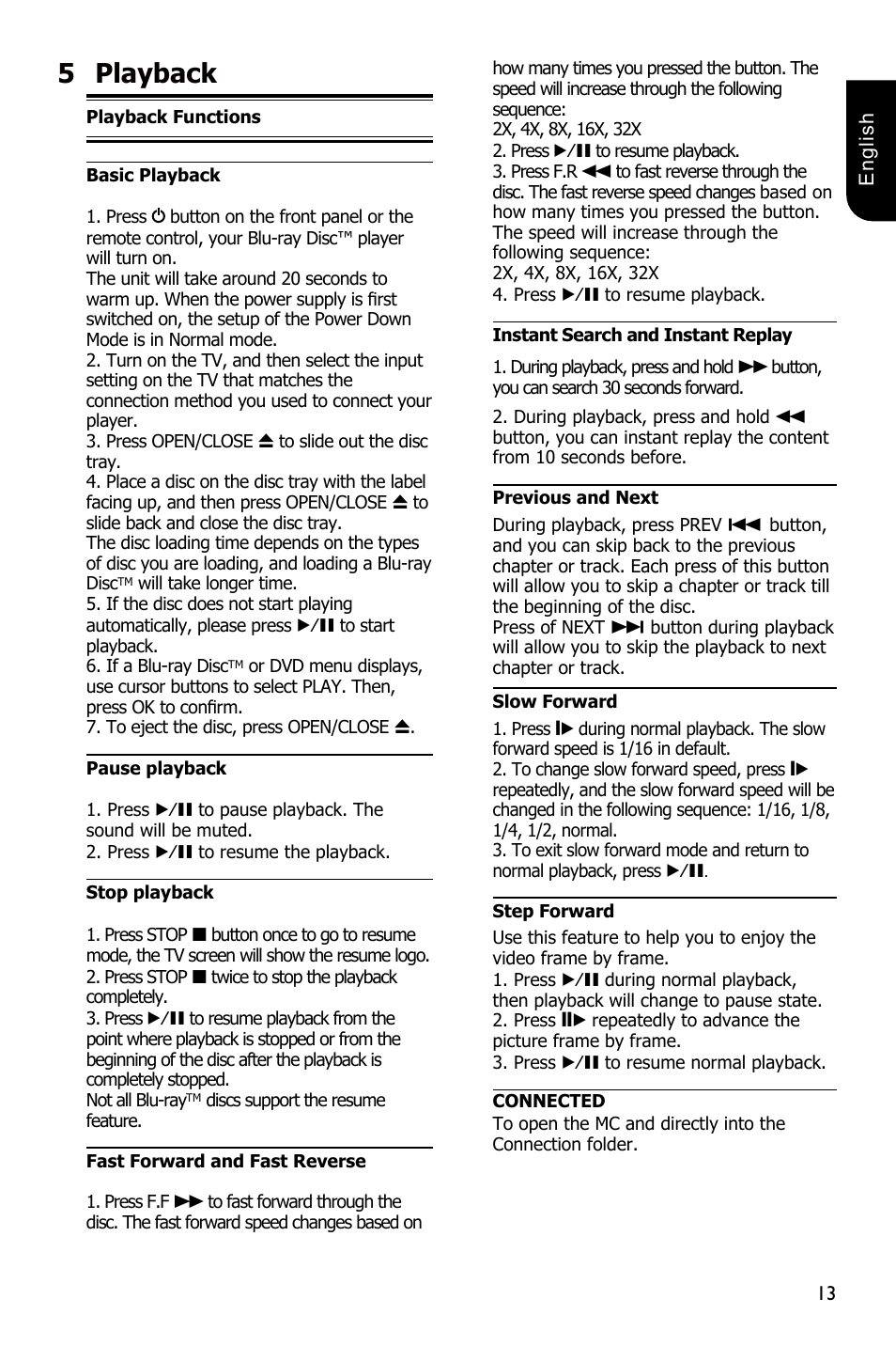 5playback | Toshiba BDX5300 User Manual | Page 13 / 49