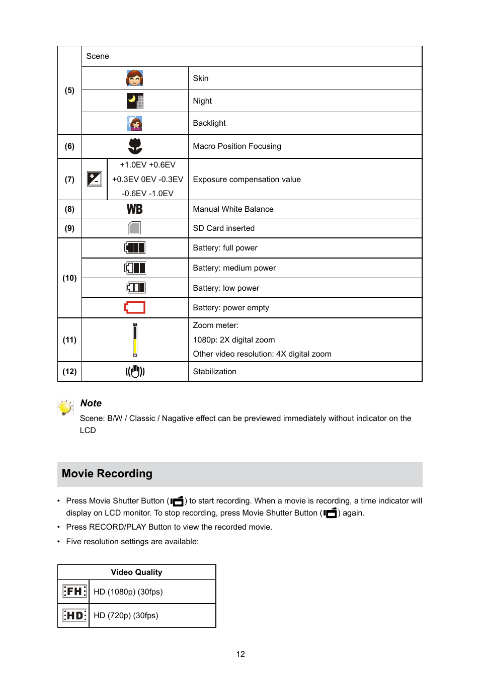 Movie recording | Toshiba Camileo S10 User Manual | Page 14 / 47