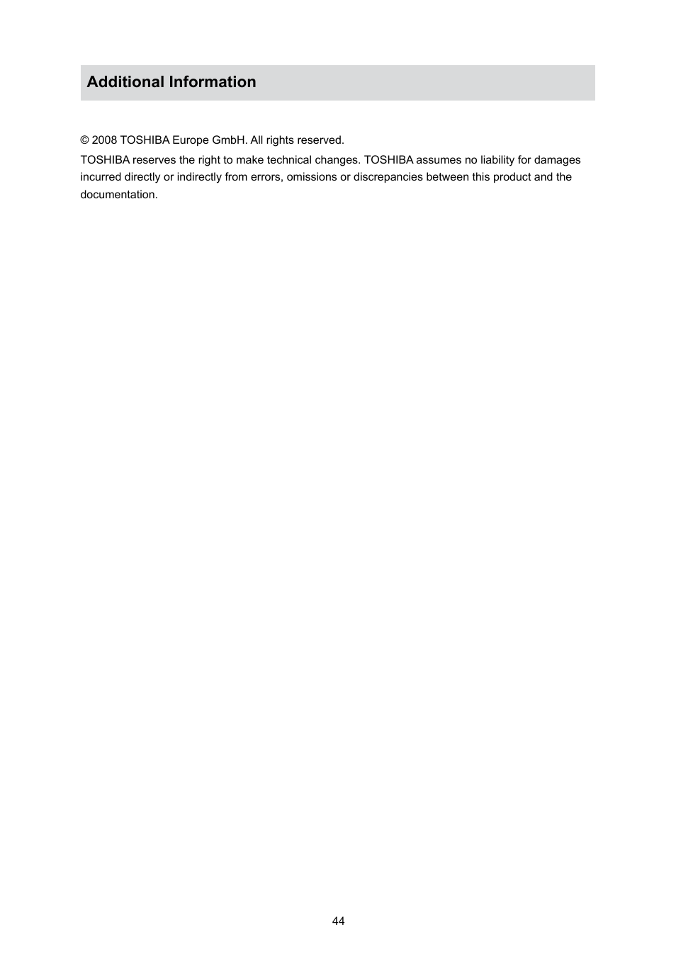 Additional information | Toshiba Camileo S10 User Manual | Page 46 / 47