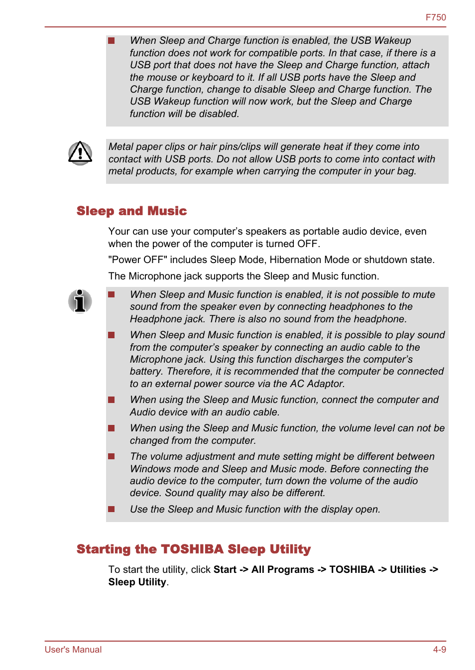 Sleep and music, Starting the toshiba sleep utility | Toshiba Qosmio F750 User Manual | Page 101 / 171