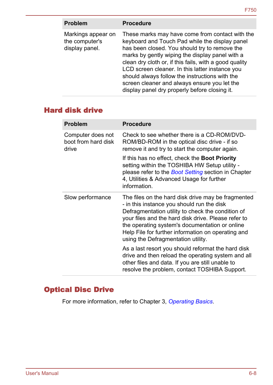 Hard disk drive, Optical disc drive | Toshiba Qosmio F750 User Manual | Page 137 / 171