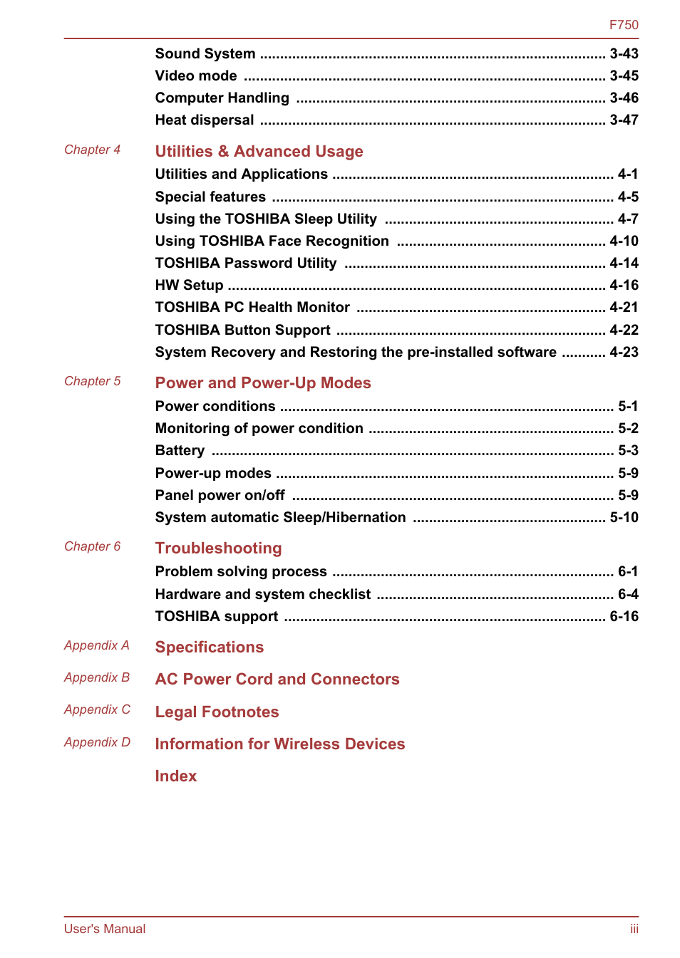 Toshiba Qosmio F750 User Manual | Page 3 / 171