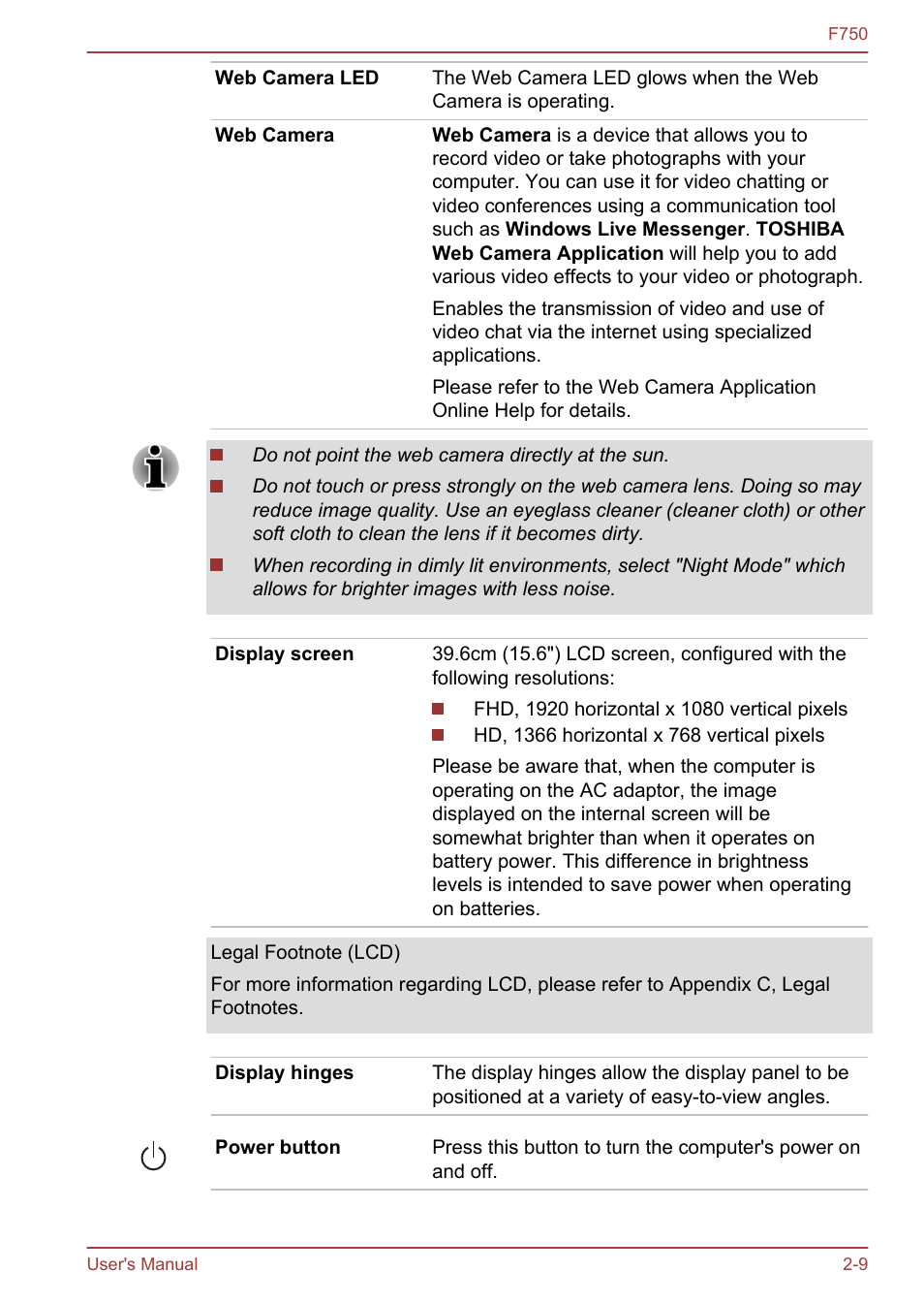 Toshiba Qosmio F750 User Manual | Page 35 / 171