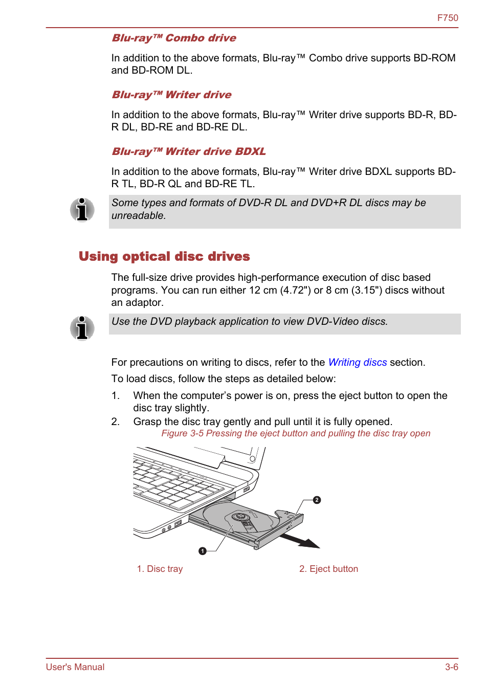 Using optical disc drives | Toshiba Qosmio F750 User Manual | Page 51 / 171