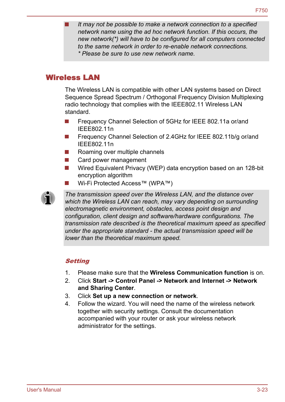 Wireless lan | Toshiba Qosmio F750 User Manual | Page 68 / 171