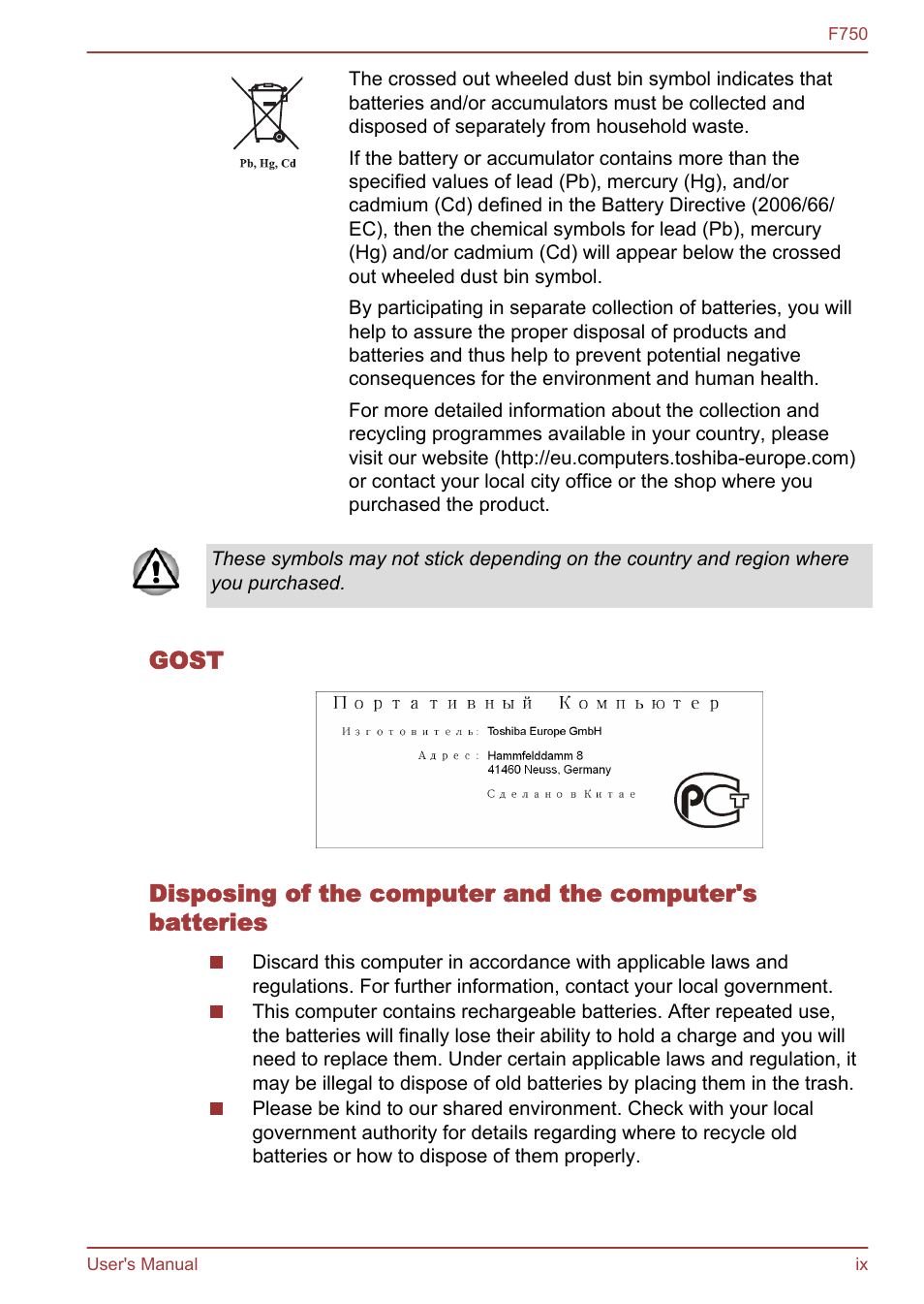 Toshiba Qosmio F750 User Manual | Page 9 / 171