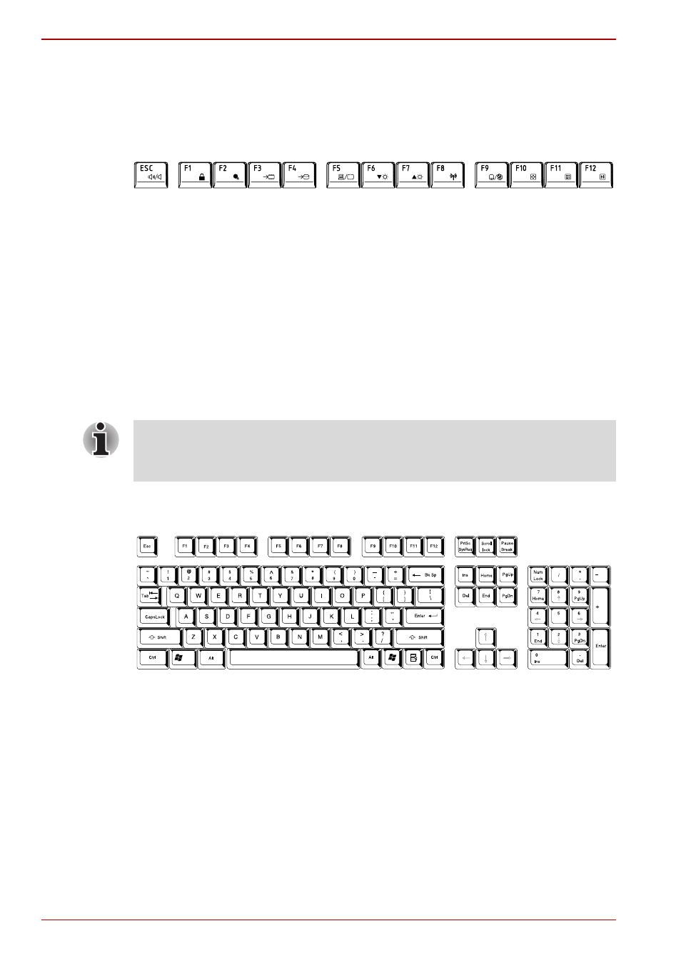 Function keys: f1 … f12, Soft keys: fn key combinations | Toshiba Tecra S11 User Manual | Page 134 / 230