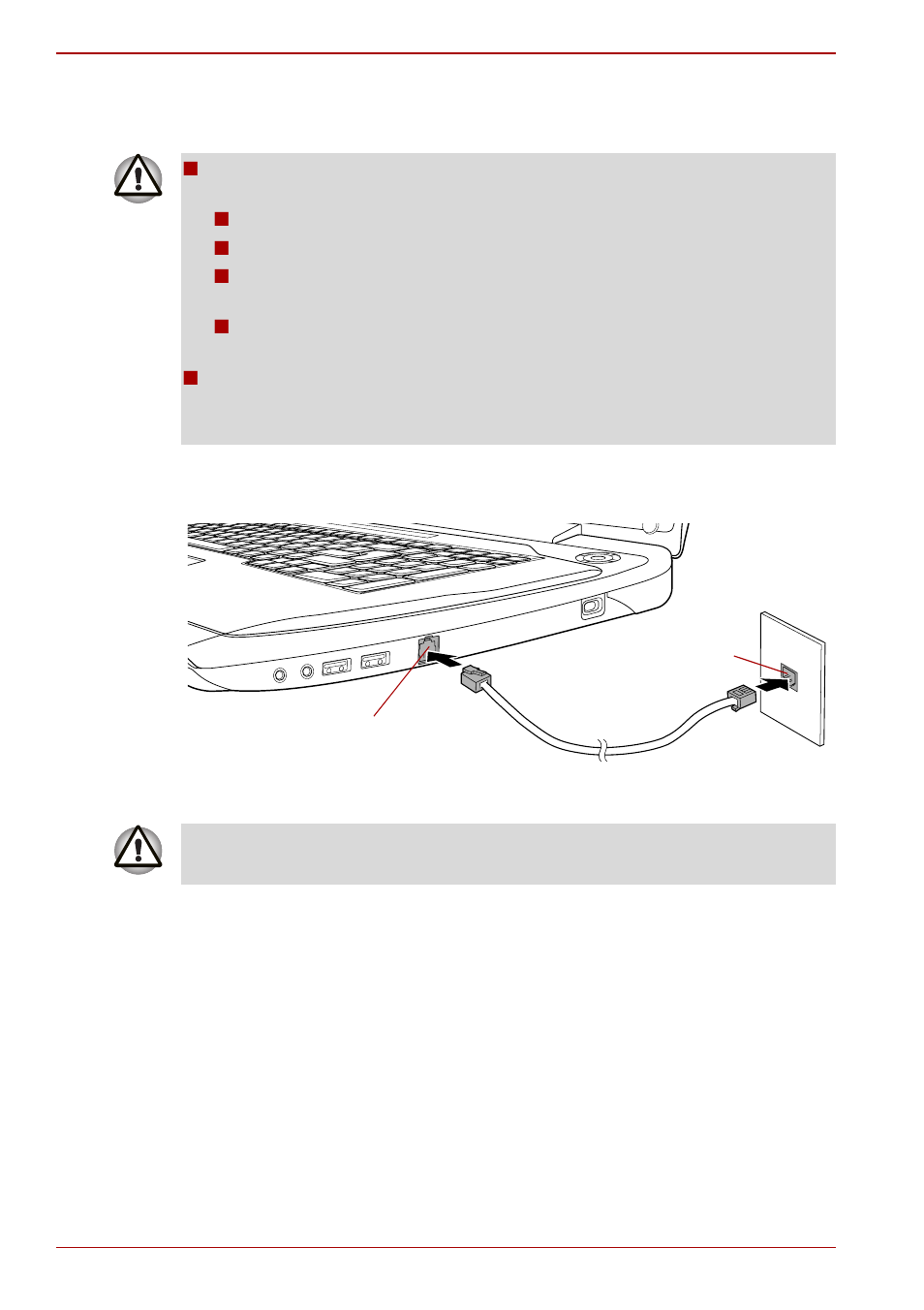 Connecting the modular cable, Disconnecting the modular cable | Toshiba Qosmio G50 User Manual | Page 106 / 250