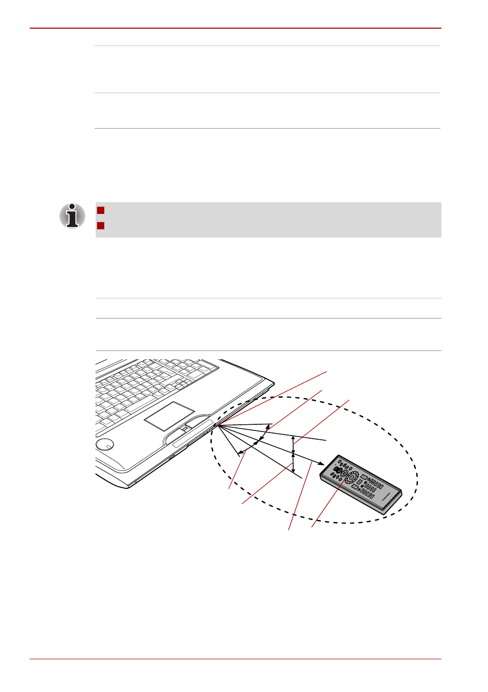 Using the remote controller, Using the remote controller -8, Operational range of the remote controller | Toshiba Qosmio G50 User Manual | Page 152 / 250