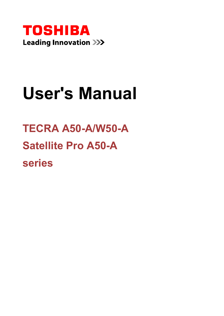 Toshiba Tecra W50-A User Manual | 166 pages