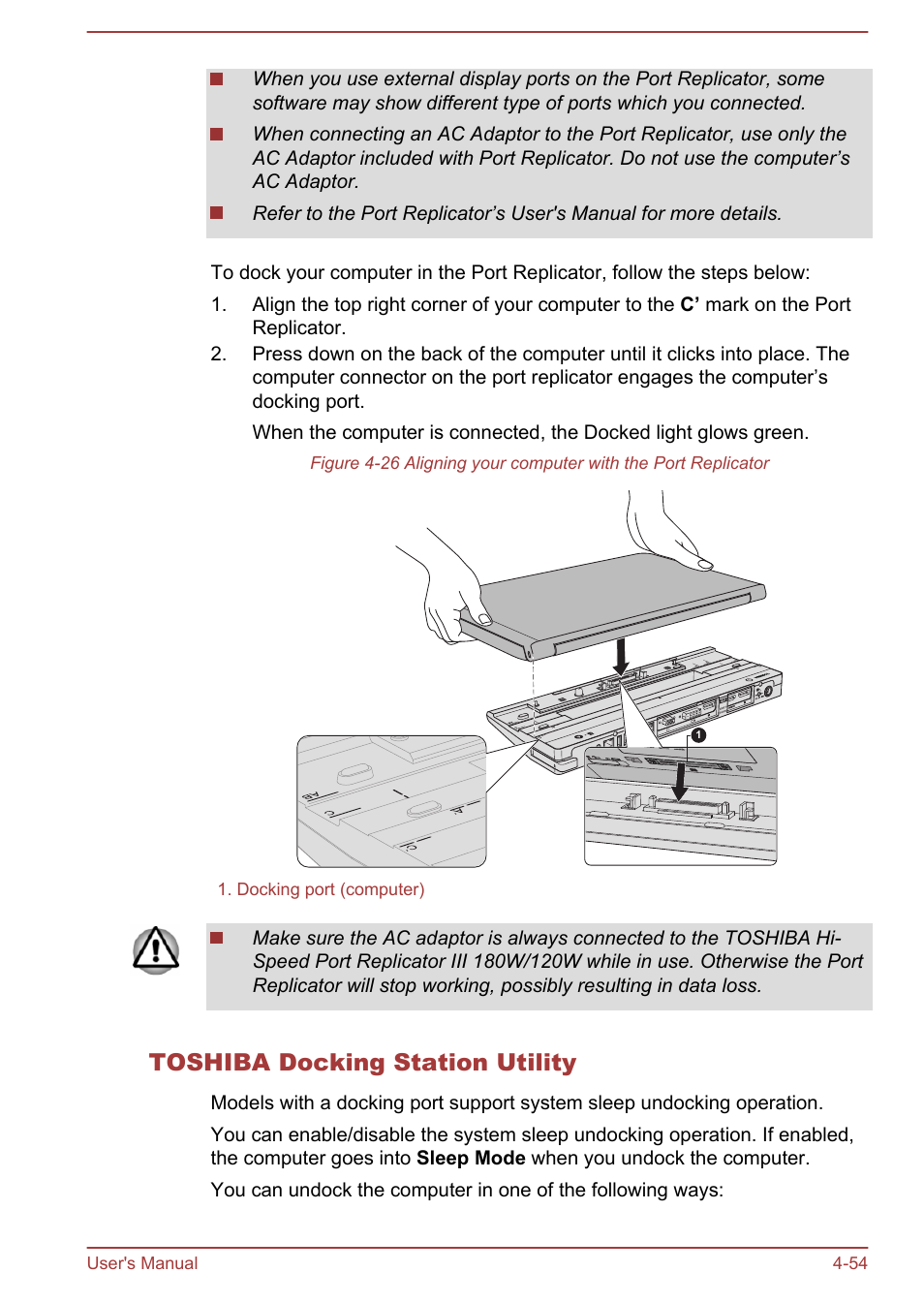 Toshiba docking station utility | Toshiba Tecra W50-A User Manual | Page 104 / 166