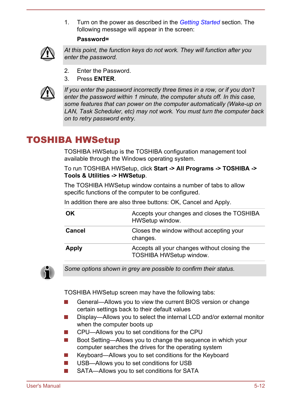 Toshiba hwsetup, Toshiba hwsetup -12 | Toshiba Tecra W50-A User Manual | Page 121 / 166