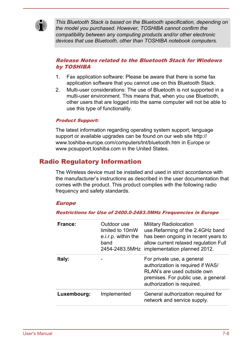 Radio regulatory information | Toshiba Tecra W50-A User Manual | Page 152 / 166