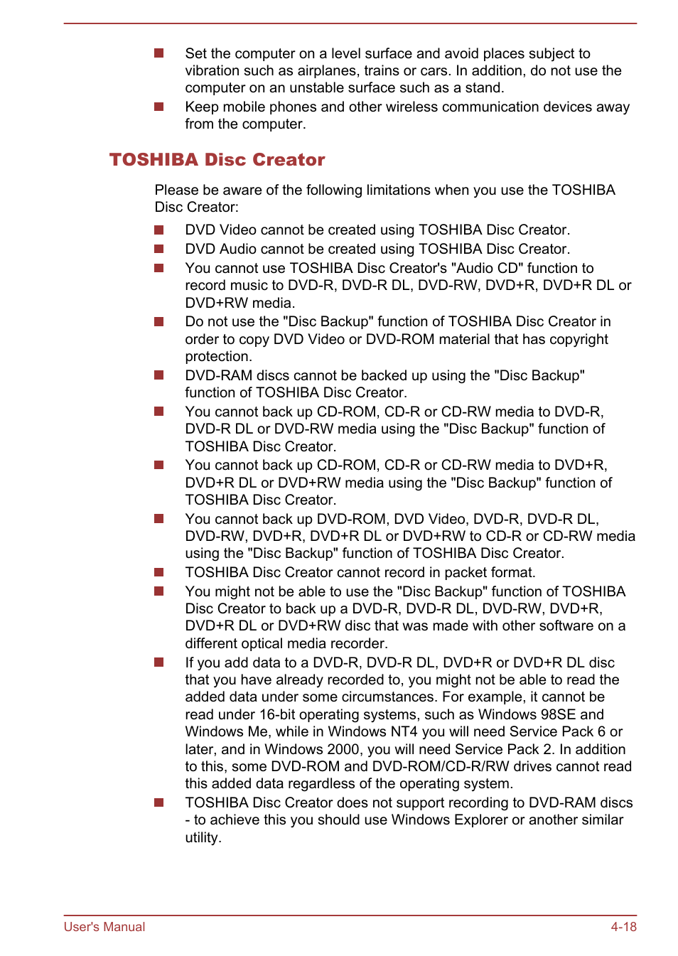 Toshiba disc creator | Toshiba Tecra W50-A User Manual | Page 68 / 166