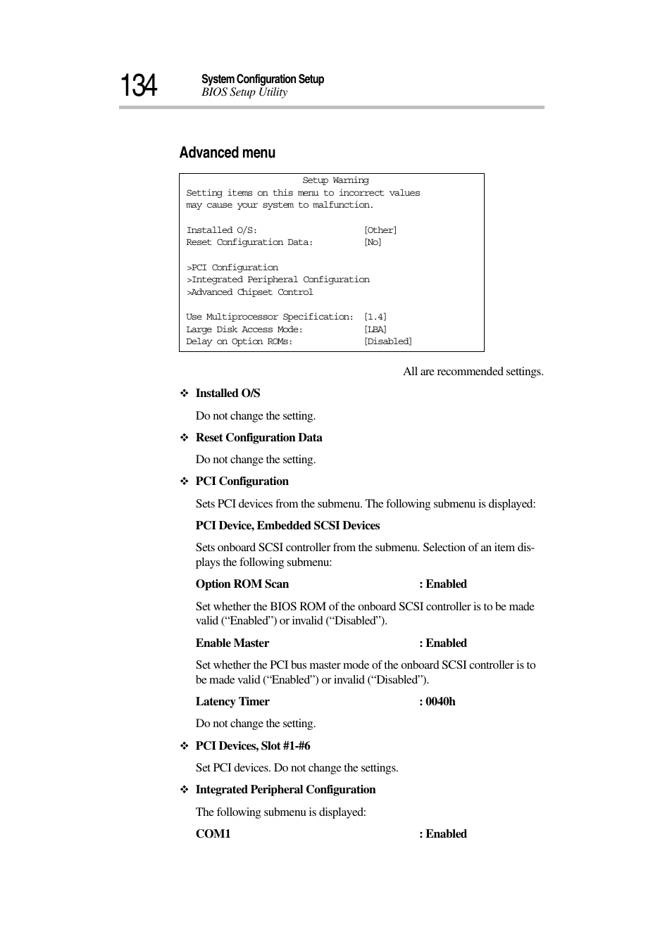 Advanced menu | Toshiba Magnia 3030 User Manual | Page 152 / 244