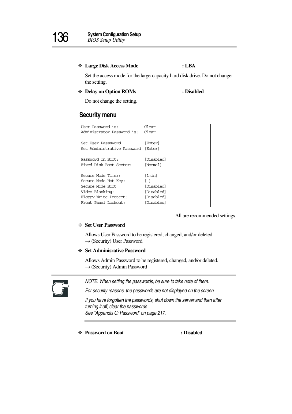 Security menu | Toshiba Magnia 3030 User Manual | Page 154 / 244