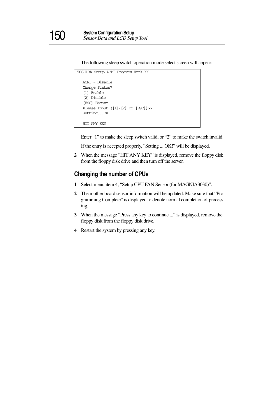 Changing the number of cpus | Toshiba Magnia 3030 User Manual | Page 168 / 244