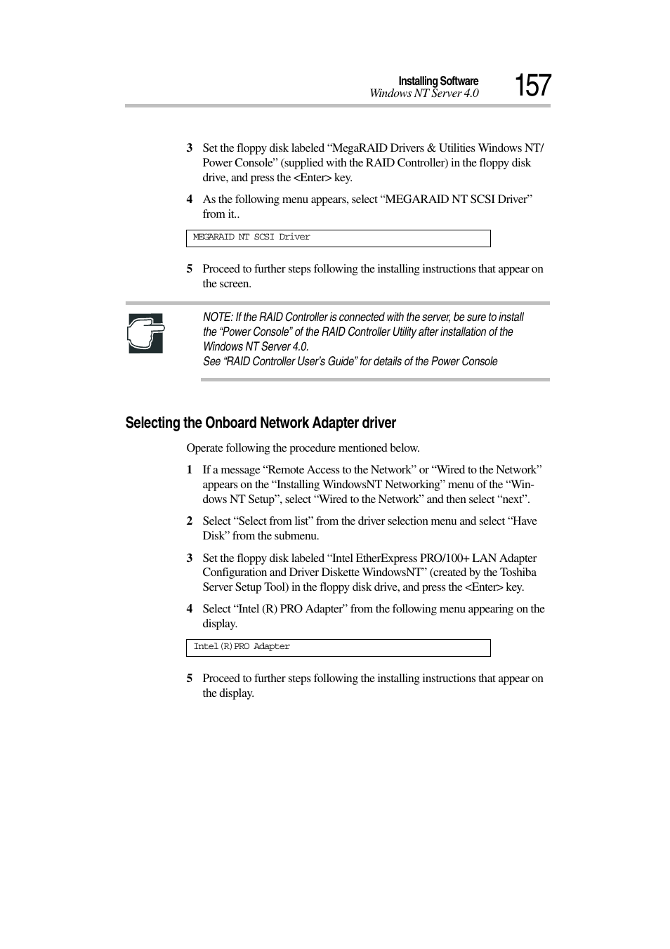 Selecting the onboard network adapter driver | Toshiba Magnia 3030 User Manual | Page 175 / 244